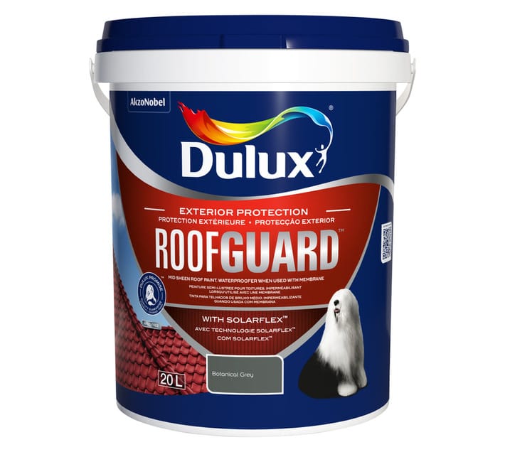 Dulux Roofguard Botanical Grey 20L weatherproof acrylic roof paint