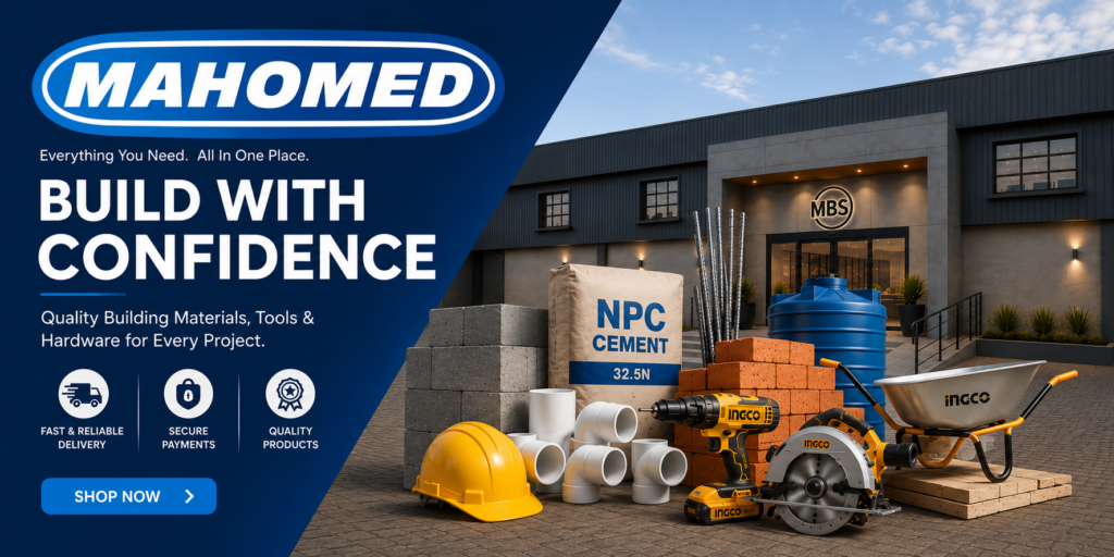 Shop building materials and hardware online at Mahomed Builders Supply
