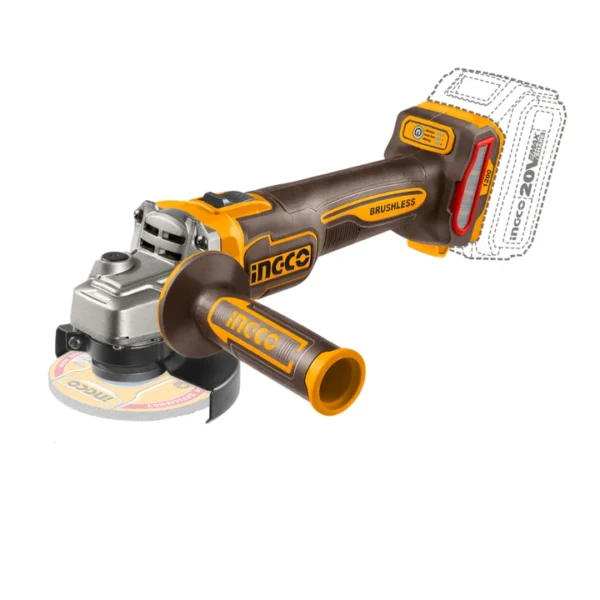 Ingco 20V Cordless Brushless Angle Grinder 115mm CAGLI221153 bare tool